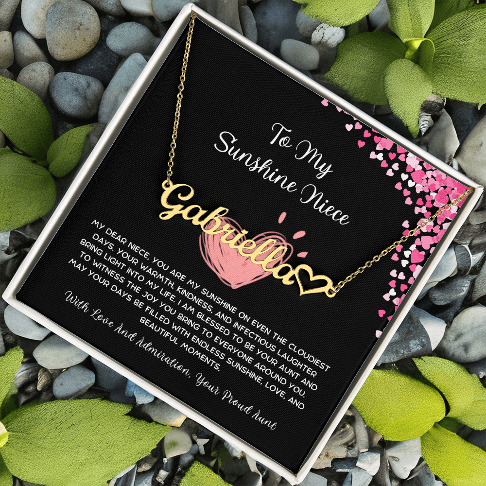 To My Sunshine Niece - From Aunt to Niece Heart Name Necklace