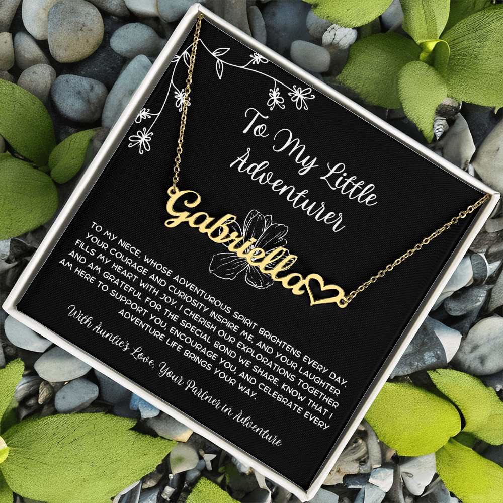 To My Little Adventurer - From Aunt to Niece Heart Name Necklace