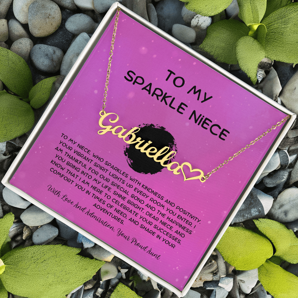 To My Sparkle Niece - From Aunt to Niece Heart Name Necklace