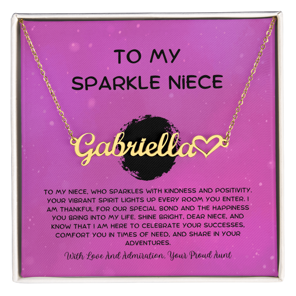 To My Sparkle Niece - From Aunt to Niece Heart Name Necklace