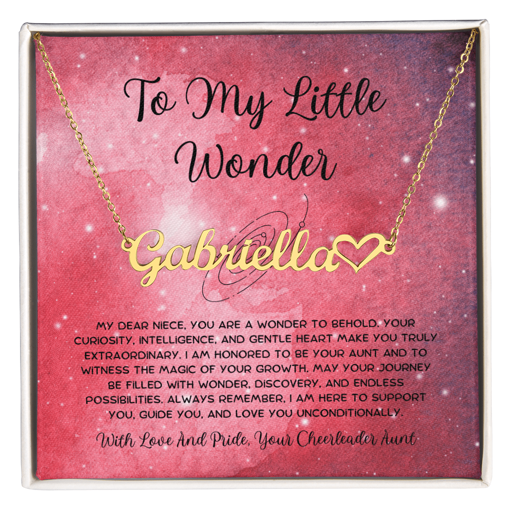 To My Little Wonder - From Aunt to Niece Heart Name Necklace