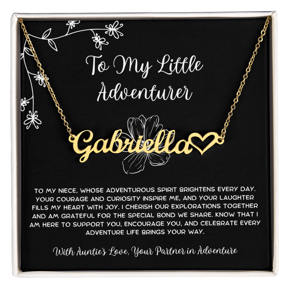 To My Little Adventurer - From Aunt to Niece Heart Name Necklace