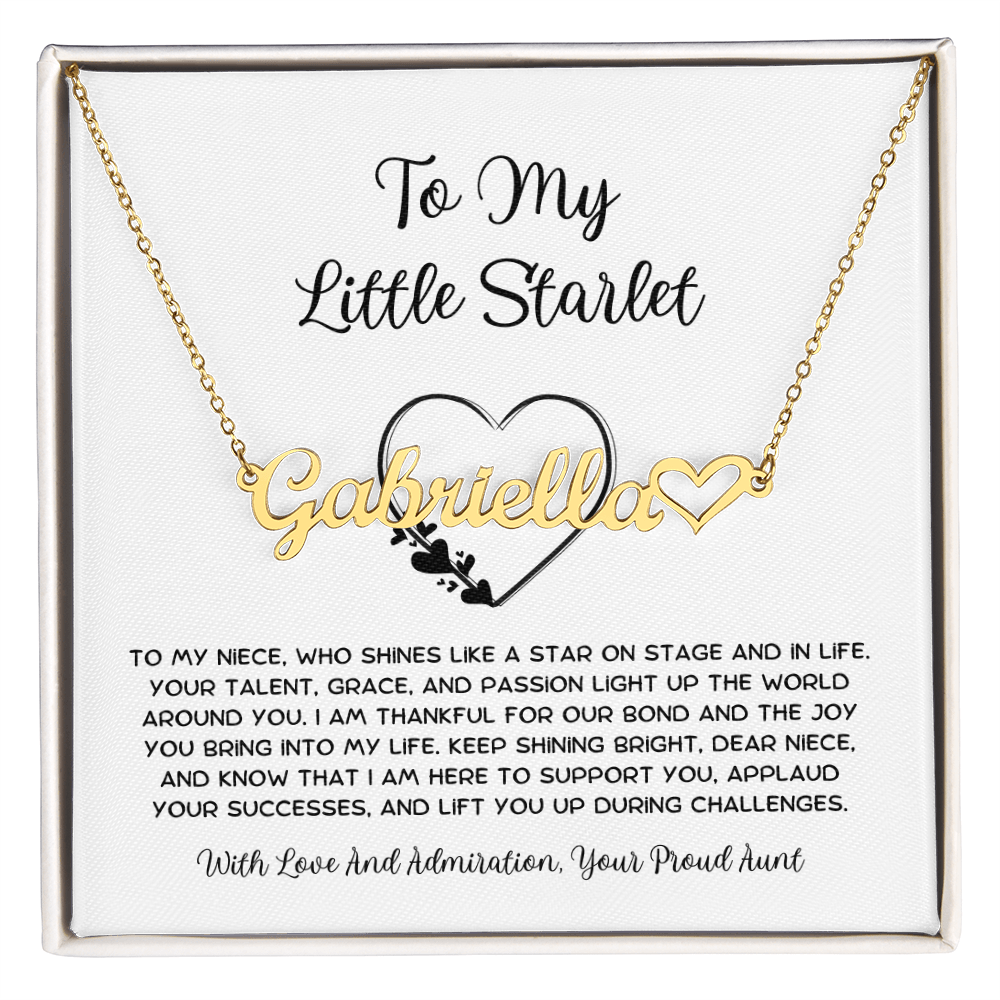 To My Little Starlet - From Aunt to Niece Heart Name Necklace