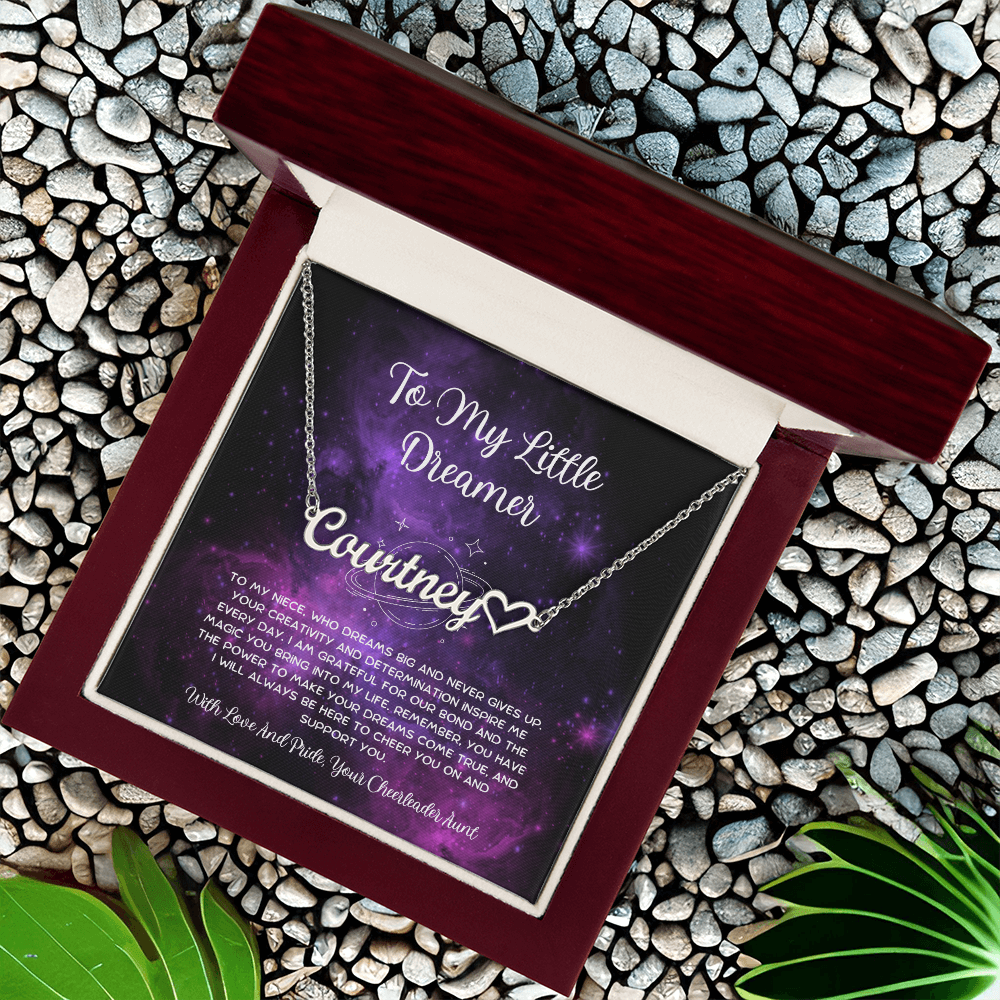 To My Little Dreamer - From Aunt to Niece  Heart Name Necklace