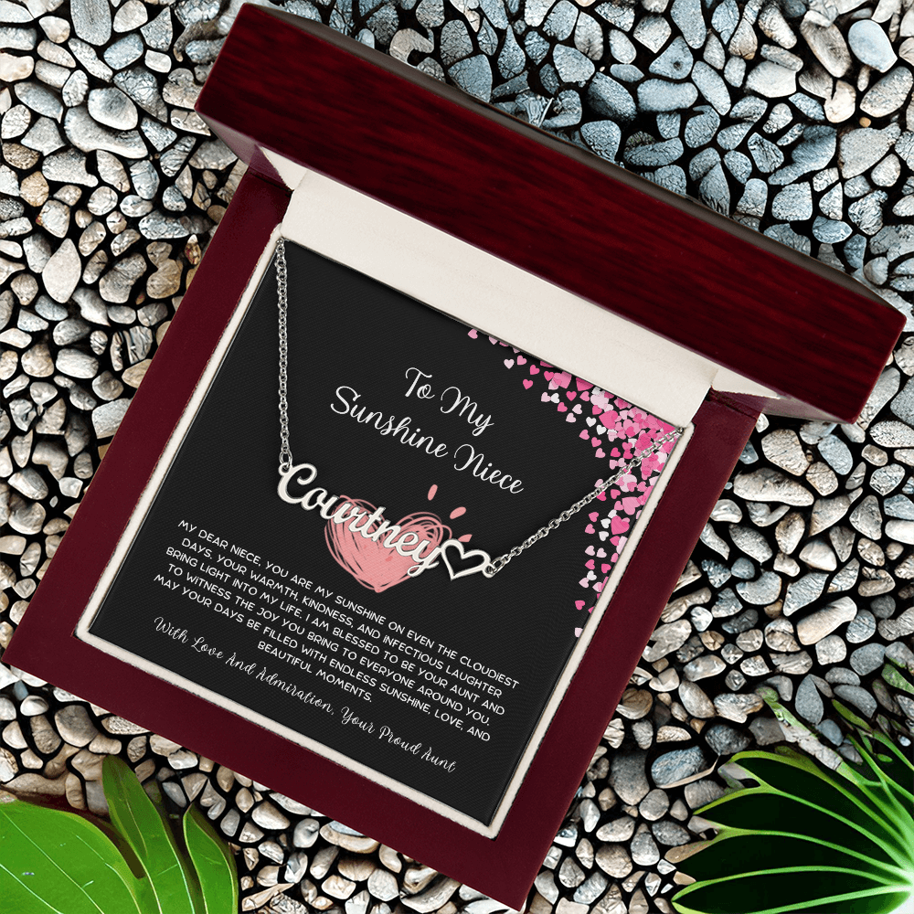 To My Sunshine Niece - From Aunt to Niece Heart Name Necklace