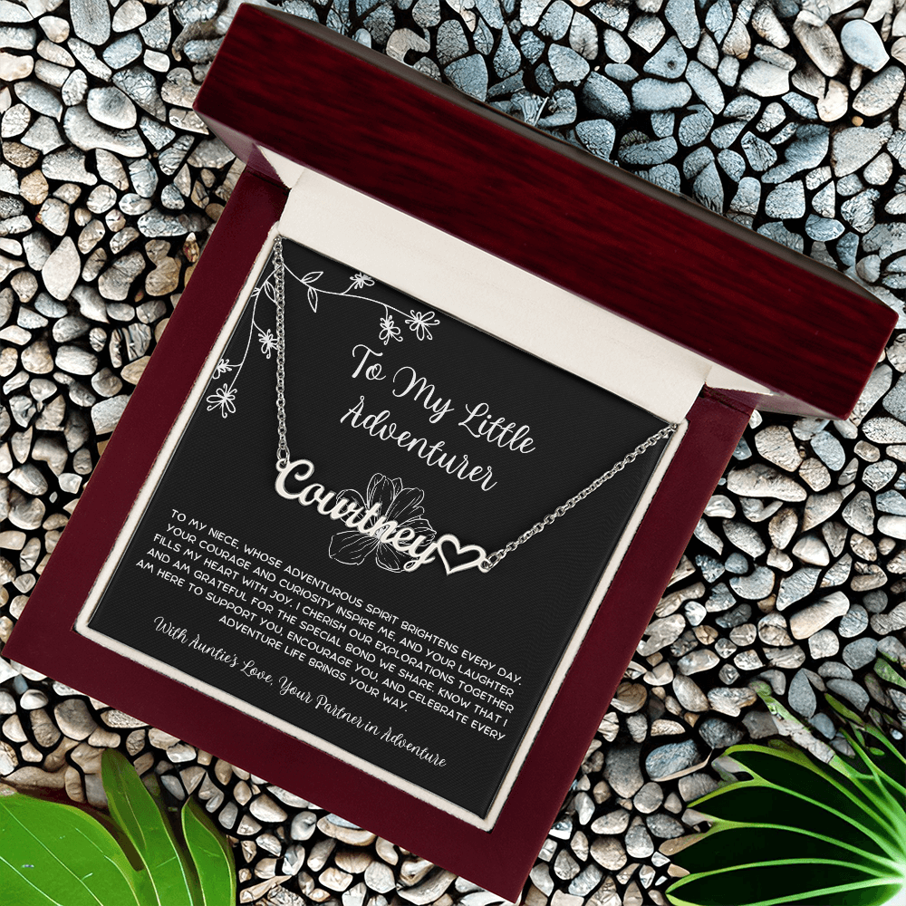 To My Little Adventurer - From Aunt to Niece Heart Name Necklace