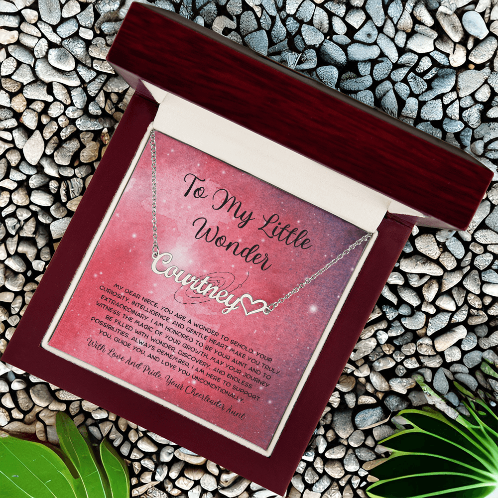 To My Little Wonder - From Aunt to Niece Heart Name Necklace
