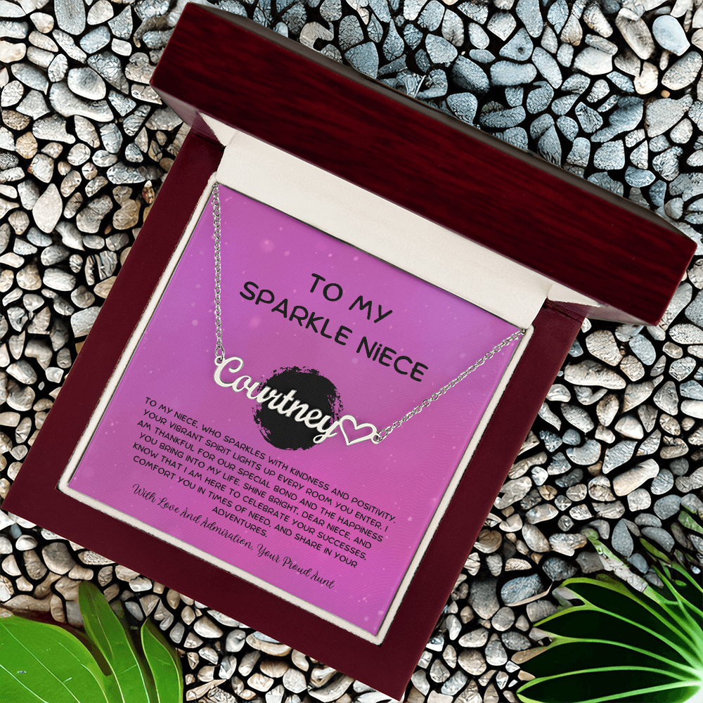 To My Sparkle Niece - From Aunt to Niece Heart Name Necklace