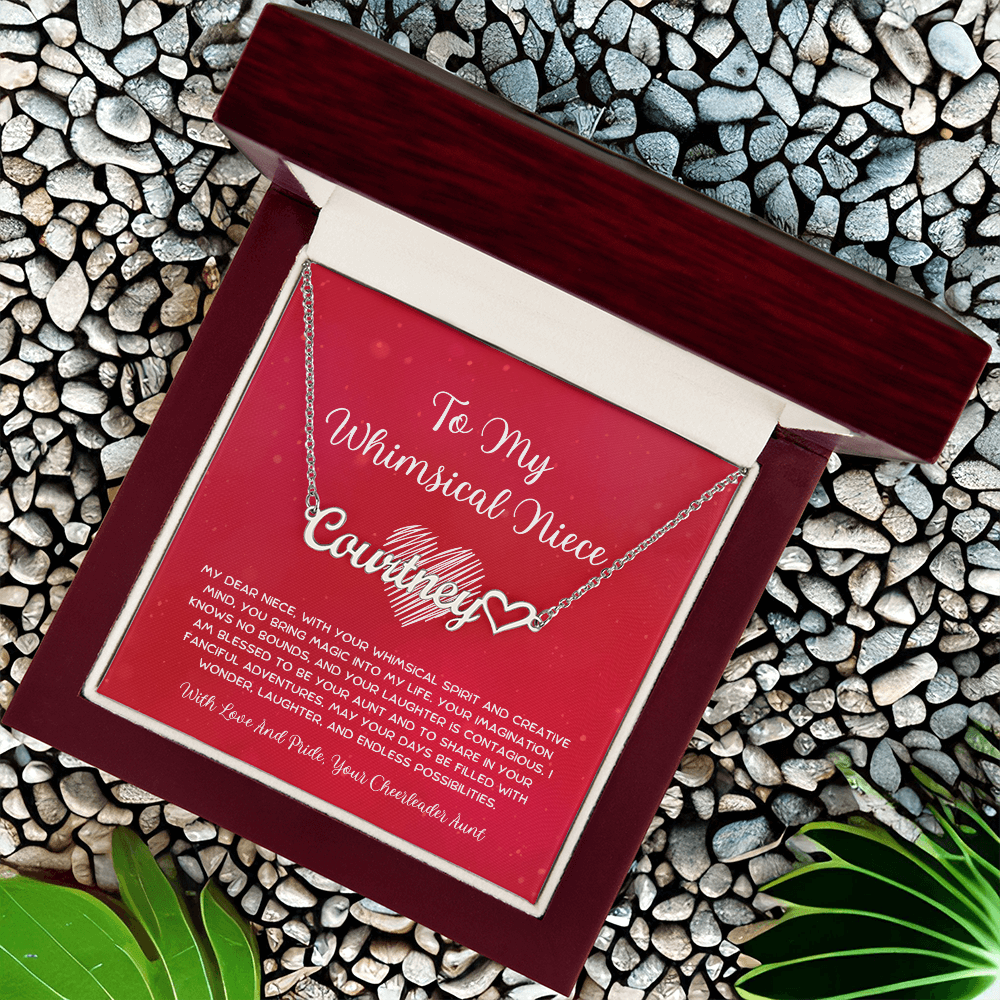 To My Whimsical Niece - From Aunt to Niece Heart Name Necklace