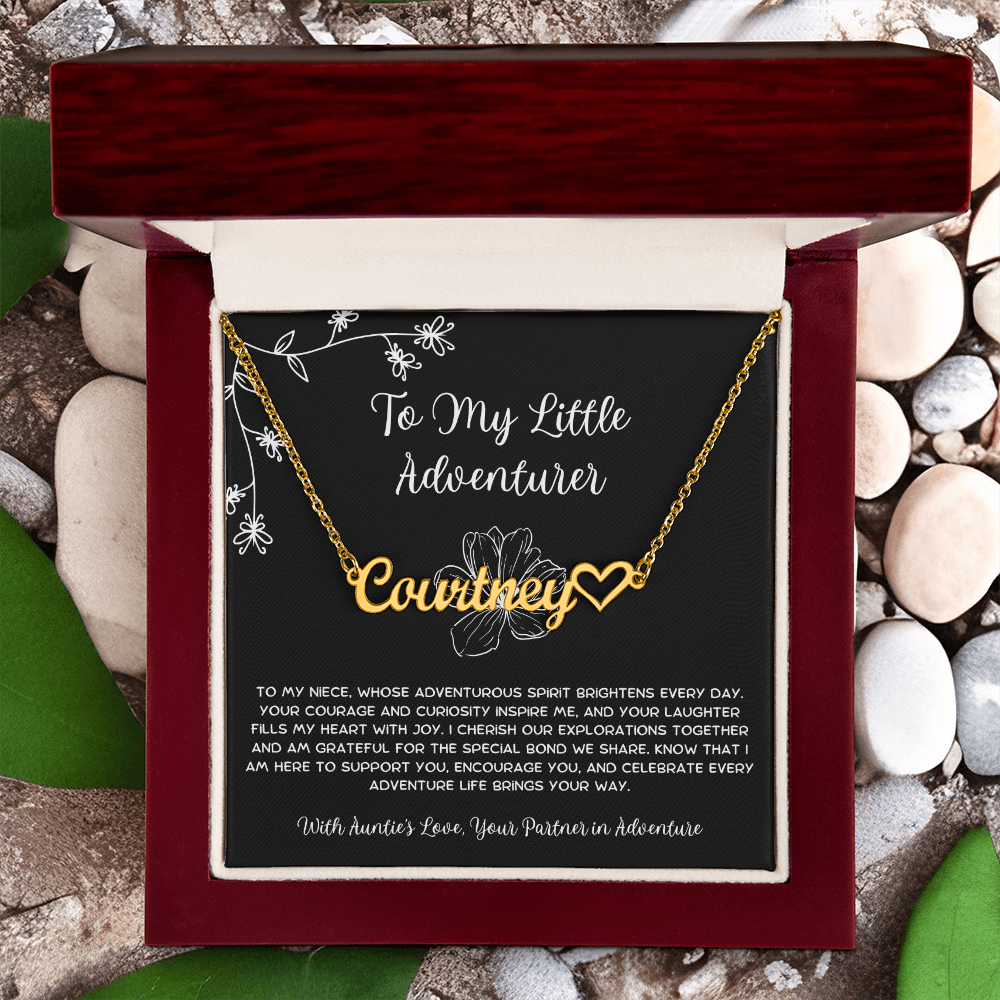 To My Little Adventurer - From Aunt to Niece Heart Name Necklace