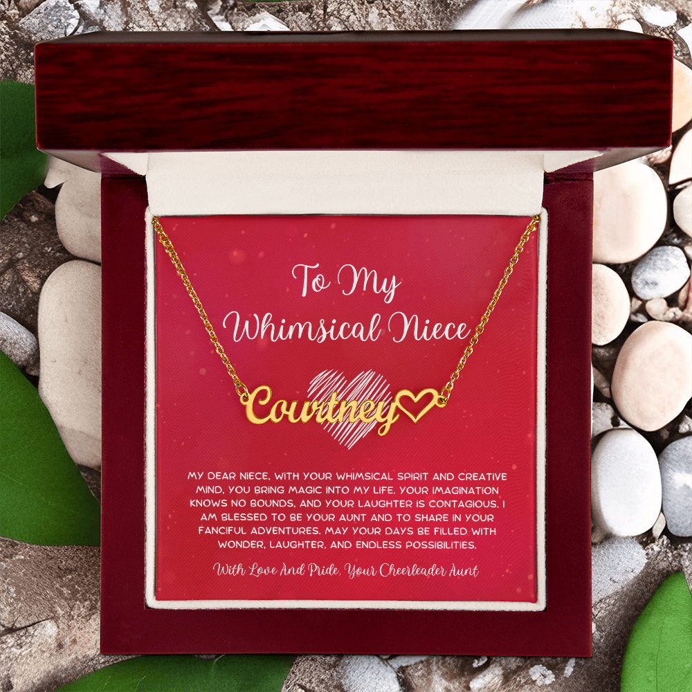 To My Whimsical Niece - From Aunt to Niece Heart Name Necklace