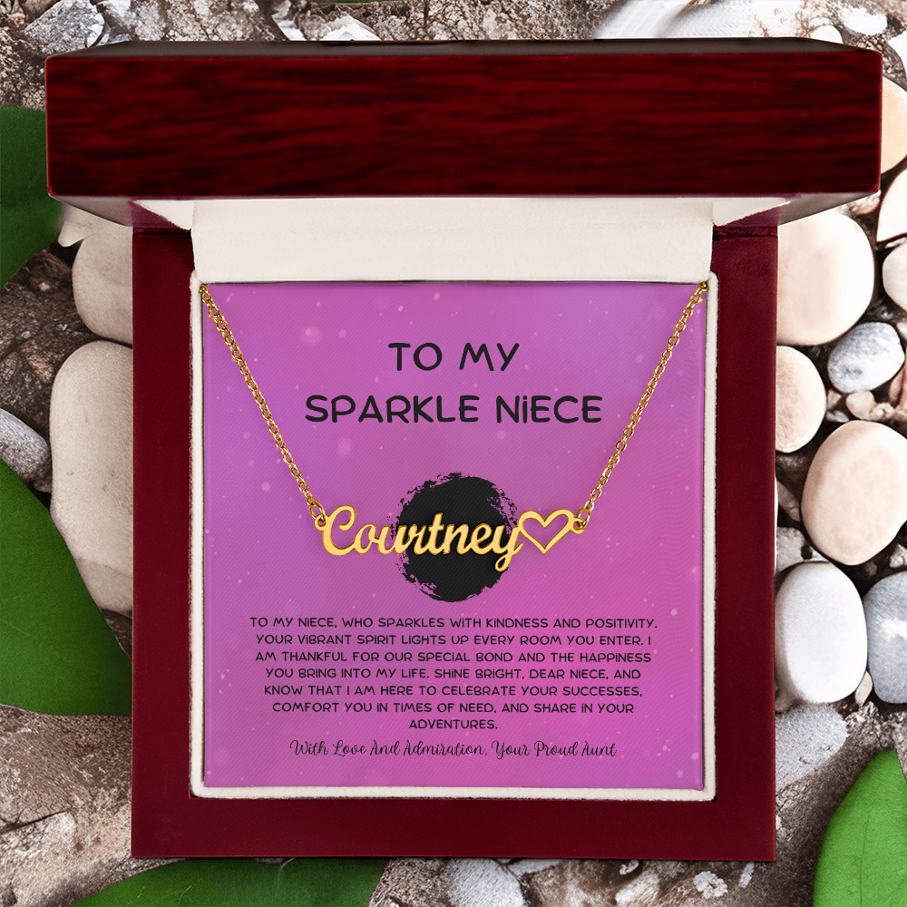 To My Sparkle Niece - From Aunt to Niece Heart Name Necklace