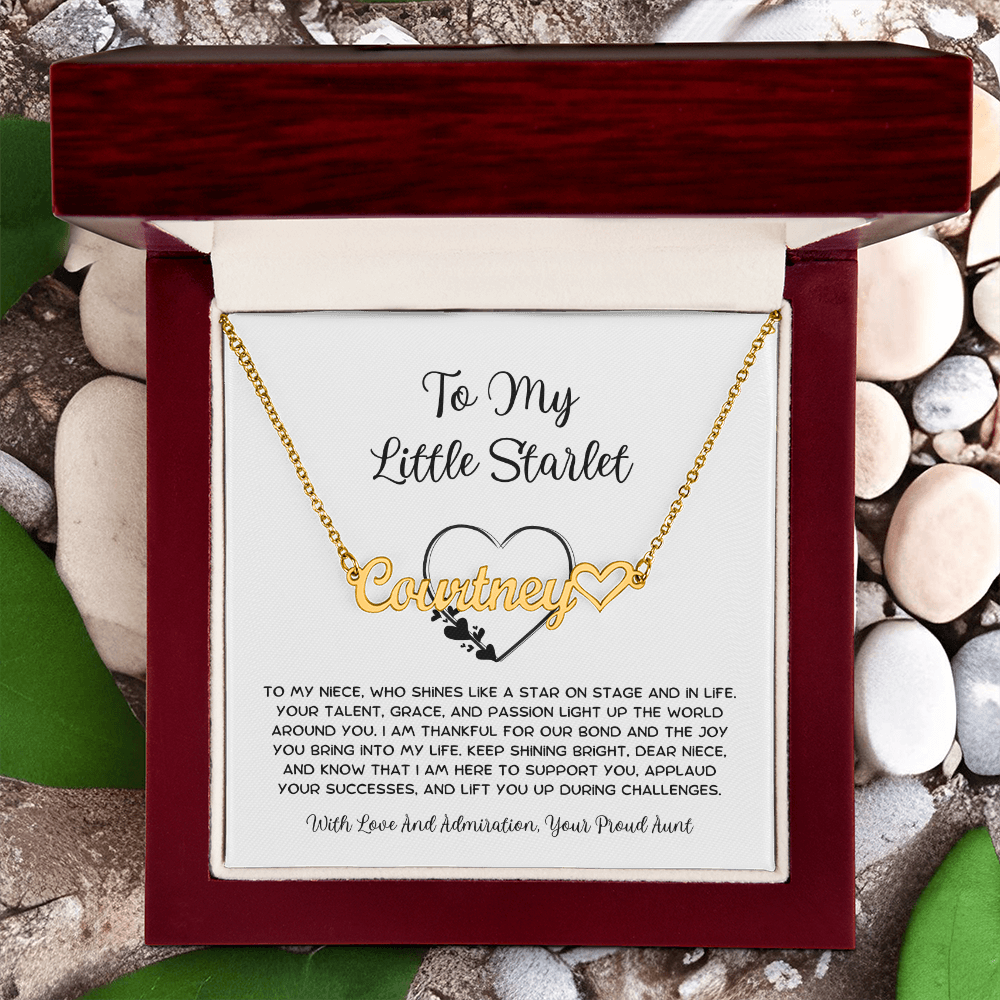 To My Little Starlet - From Aunt to Niece Heart Name Necklace