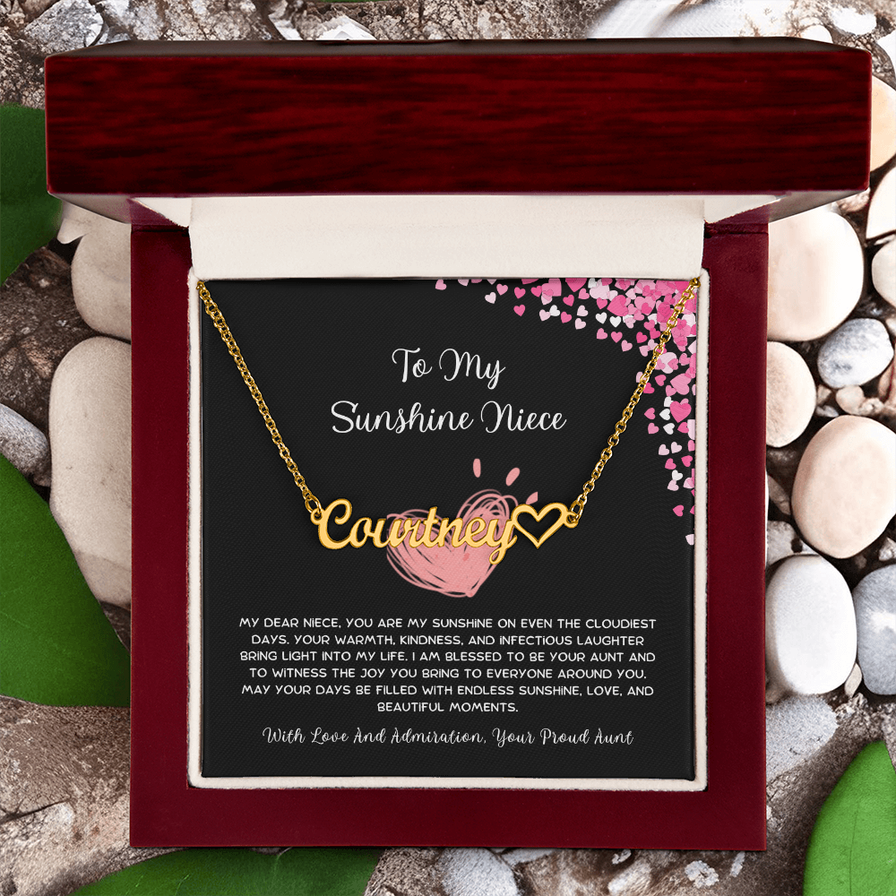 To My Sunshine Niece - From Aunt to Niece Heart Name Necklace