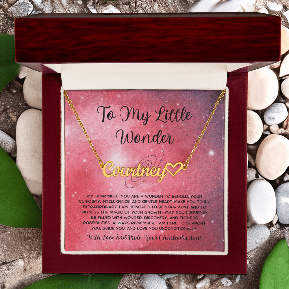 To My Little Wonder - From Aunt to Niece Heart Name Necklace