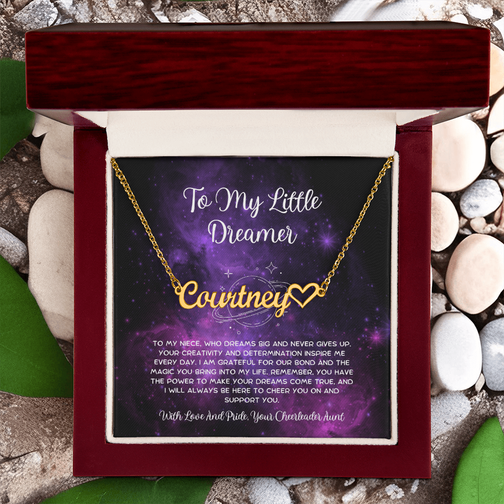 To My Little Dreamer - From Aunt to Niece  Heart Name Necklace
