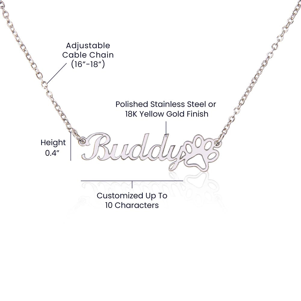 To My Little Adventurer - From Aunt to Niece Paw Print Name Necklace