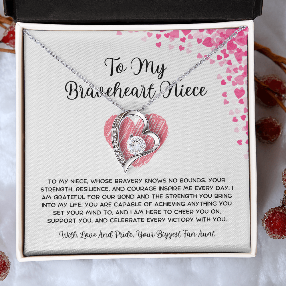 To My Braveheart Niece - From Aunt to Niece Forever Love Necklace